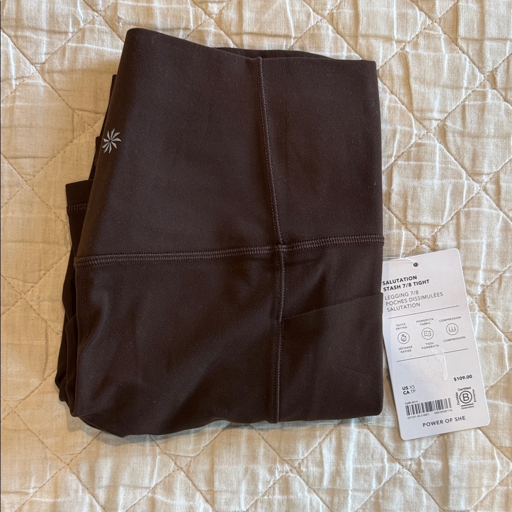 Athleta salutation stash 7/8 tight size XS chocolate brown
